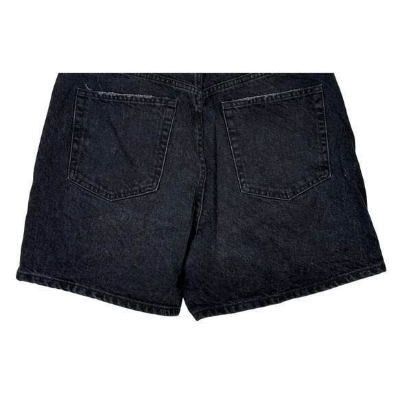 Zara High Waisted Loose Fit Classic Cotton Denim Jean Shorts 10 Black #3805 - Picture 6 of 15